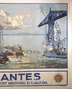 Affiche lithographiée NANTES Grand Port Industriel et Colonial de 1931 /Lachèvre