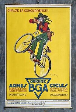 Affiche lithographiée Cycle BGA signée Martin Dupin / Cow-Boy à Vélo