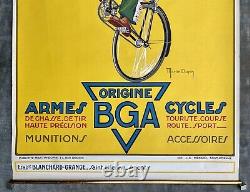Affiche lithographiée Cycle BGA signée Martin Dupin / Cow-Boy à Vélo