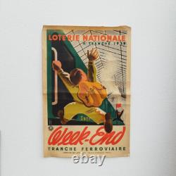 Affiche loterie nationale, tranche ferroviaire, SNCF, 1939, Derouet