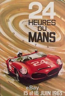 Affiche original 24 heures du Mans 1963 par Leygnac entoilée Etat A+