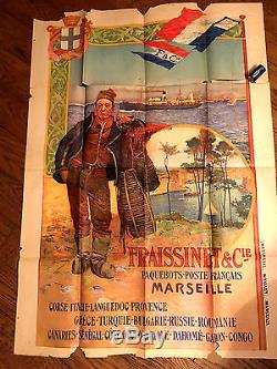 Affiche original Compagnie Paquebot Fraissinet Dellepiane Marseille 124x89