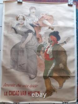 Affiche originale 140 X 100 cm Cacao VAN HOUTEN Willette Années 1900