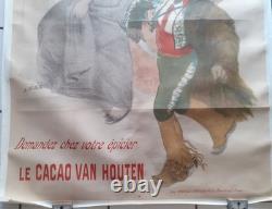 Affiche originale 140 X 100 cm Cacao VAN HOUTEN Willette Années 1900