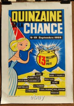 Affiche originale 1959 Quinzaine de la chance Savoie Lithotyp /RS157
