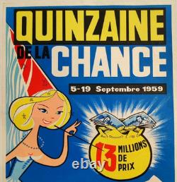 Affiche originale 1959 Quinzaine de la chance Savoie Lithotyp /RS157