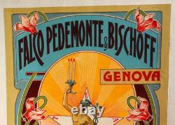 Affiche originale ART NOUVEAU Falco Pedemonte & Bischoff Italia Genova /RS67