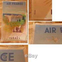 Affiche originale Air France Proche Orient 1949 Israel