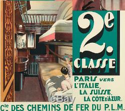 Affiche originale Art Déco Wagons Lits P. L. M. Lalique Prou 1925