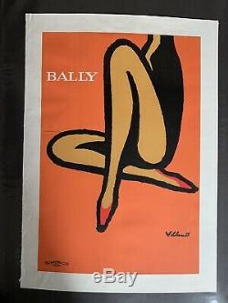 Affiche originale Bally Les jambes entoilée Bernard Villemot