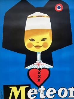 Affiche originale Bière Météor 1964 Alain Gauthier