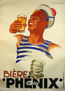 Affiche originale Bière Phénix, bière, marin, matelot, par Léon Dupin 1930