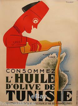 Affiche originale Consommez l'huile d'olive de Tunisie, par Piaubert imp. Damour
