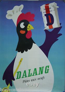 Affiche originale, Dalang pâtes aux oeufs, par Herbert Leupin, 1960' poule