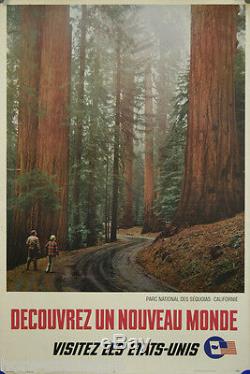 Affiche originale, Decouvrez un nouveau monde Parc Sequoias Californie 1963