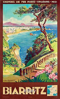 Affiche originale E. Paul Champseix Biarritz Pays Basque Casino 1935