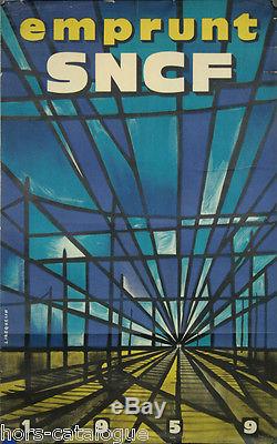 Affiche originale, Emprunt SNCF 1959, par Jacquelin. Imp Hubert Baille. Train