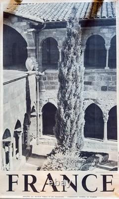 Affiche originale FRANCE Cloître roman de Fréjus (Var), 1950 Desfossés 80×48cm