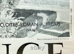 Affiche originale FRANCE Cloître roman de Fréjus (Var), 1950 Desfossés 80×48cm