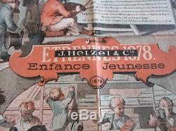Affiche originale J. Hetzel & Cie Etrennes 1878 Enfance Jeunesse