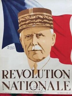 Affiche originale MARÉCHAL PÉTAIN 1940 Révolution Nationale PROPAGANDE VICHY WW2