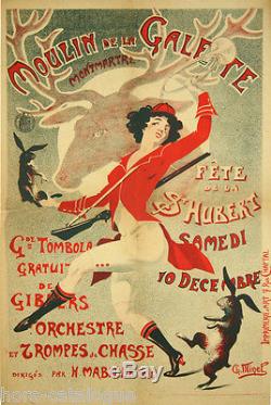 Affiche originale, Moulin de la Galette, Montmartre, Fête de la St-Hubert 1900's
