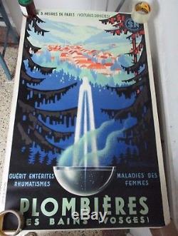 Affiche originale Plombieres les bains Senechal 1939 style art deco