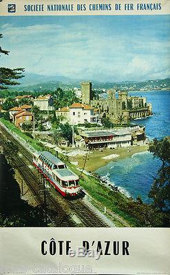 Affiche originale, SNCF Côte d'Azur, Photo Viguier 1967. Locomotive chateau fort
