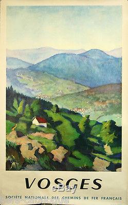 Affiche originale, SNCF Vosges, par Benito 1945, imp. Draeger. Tourisme france