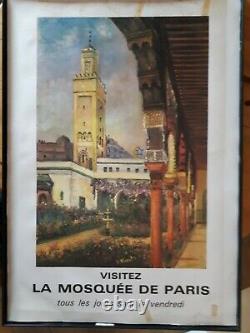 Affiche originale. VISITEZ LA MOSQUEE DE PARIS. ANNNEES 50 Y VIVENT