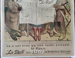 Affiche originale WILLETTE Journal LE PAYS L'organe de la démocratie Libérale