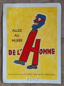 Affiche originale allée aux Musée de l'homme de Savignac 1981