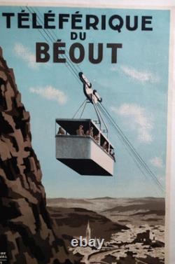 Affiche originale ancienne 1935 le Téléférique du Béout Lourdes /RS205