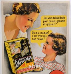 Affiche originale ancienne 1936 Rapidoats flocons d'avoine /RS422 Affiche originale ancienne 1936 Rapidoats flocons d'avoine /RS422