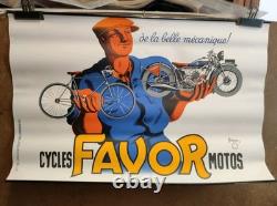 Affiche originale ancienne 1937 Cycles FAVOR Motos /RS265