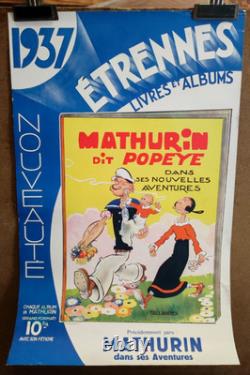 Affiche originale ancienne 1937 MATHURIN dit Popeye /RS233