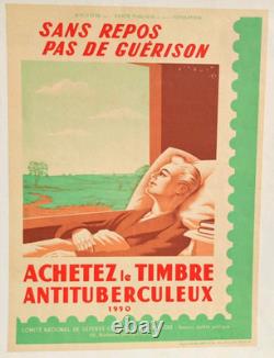 Affiche originale ancienne 1950 le Timbre Antituberculeux /RS171