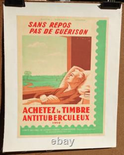 Affiche originale ancienne 1950 le Timbre Antituberculeux /RS171