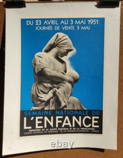 Affiche originale ancienne 1951 Semaine Nationale de l'Enfance /RS161