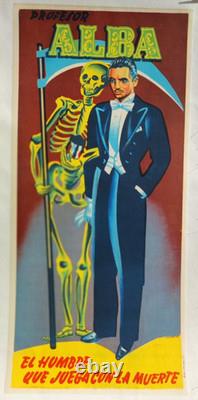 Affiche originale ancienne 1959 Profesor ALBA magicien squelette /RS11
