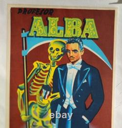 Affiche originale ancienne 1959 Profesor ALBA magicien squelette /RS11