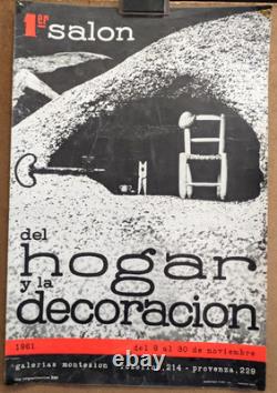 Affiche originale ancienne 1961 1er Salon del Hogar y la Decoracion /RS361