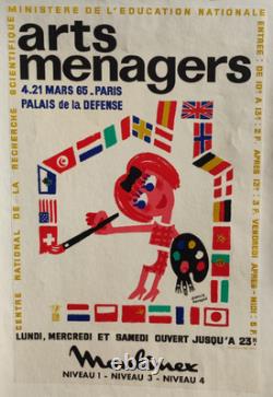 Affiche originale ancienne 1965 Moulinex Arts Ménagers par Francis Bernard /RS15