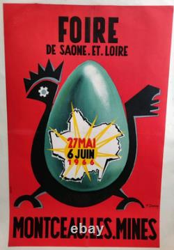 Affiche originale ancienne 1966 Foire de Saône et Loire Montceau les Mines/RS226