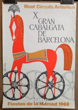 Affiche originale ancienne 1968 X Gran Cabalgata de Barcelona /RS362