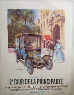 Affiche originale ancienne 1970 2e tour de la Principauté Tacots Monaco /RS264