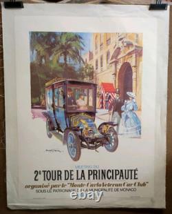 Affiche originale ancienne 1970 2e tour de la Principauté Tacots Monaco /RS264