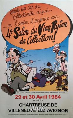 Affiche originale ancienne 1984 4e Salon du Vieux Papier Villeneuve Lez /RS245