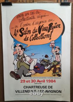 Affiche originale ancienne 1984 4e Salon du Vieux Papier Villeneuve Lez /RS245