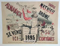 Affiche originale ancienne ALMANACH 1895 Triple Mathieu de la Drôme /RS235 Affiche originale ancienne ALMANACH 1895 Triple Mathieu de la Drôme /RS235